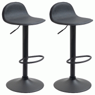 Décoshop26 - Lot de 2 tabourets de bar avec repose-pieds en PVC noir pied trompète en métal noir 10_0004261 - noir 3000252011752 Décoshop26 - Lot de 2 tabourets de bar avec repose-pieds en PVC noir pied trompète en métal noir 10_0004261 - noir 3000252011752