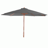 Décoshop26 - Parasol florida parasol de jardin parasol de marché diamètre  3 5m polyester/bois 7kg gris foncé 04_0008008 - gris Bois massif 300026