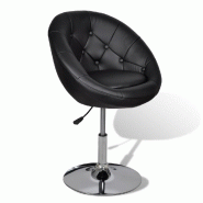 Décoshop26 - Tabouret de bar x1 chaise lounge hauteur réglable en PVC noir et acier DEC029515 - noir acier 3000257416521