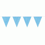 Folat Guirlande de fanions pailletée bleu clair - 60230