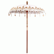 Helloshop26 - Parasol balinais rond élégant ambiance tropicale 185 x 185 x 260 cm en coton crème 02_0058815 - Bambou 3000240791048
