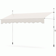 Helloshop26 - Store banne rétractable 300 x 120 x 210-300 cm protection solaire réglable ambiance cosy en polyester beige 20_0013640 - beige alumini