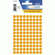 HERMA 540 pastilles adhésives coloris orange fluo, Ø 8 mm (5 feuilles 9x16 / cdt) - 1844