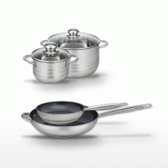 Lot 2 Poêles 24/32cm & 2 Faitouts 16/24cm Elo Profi Therm Platinum - gris inox 3176239970135