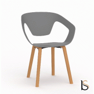 Lot de 4 chaises de collectivité Liner - Mobel Linea. - Gris_0