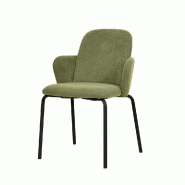 Paddy - Chaise empilable en tissu vert