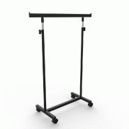 Portant droit réglable noir L85cm sur roulettes