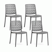 RATTATAN Set 4 Chaises Empilables en Polypropylène avec fibre de verre pour Jardin ou intérieur, hydrofuges et résistantes, design moderne - YARA - RATTATAN Set 4 Chaises Empilables en Polypropylène avec fibre de verre pour Jardin ou intérieur, hydrofuges et résistantes, design moderne - YARA -