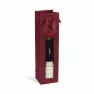 Sac 1 bouteille fenêtre Lie de Vin kraft poignées papier 10+9x38cm par 200 - en carton 3700481692967