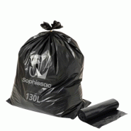 Sophissac Sac poubelle noir 130L 40 microns 82x110 cm – Très résistant – 100 sacs - noir A1A125A