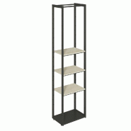 Structure Cage noir base métal 60x40x240cm 3 tablettes érable