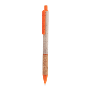 Stylo à bille écologique en paille de blé avec grip en liège naturel - Encre bleue - Couleur orange Stylo à bille écologique en paille de blé avec grip en liège naturel - Encre bleue - Couleur orange