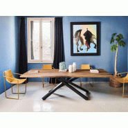 Table de réunion Pechino - massif - piètement design acier - dimensions 200/250 x 106 cm