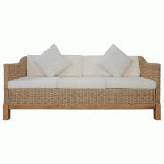 VidaXL Canapé à 3 places avec coussins Rotin naturel Modèle Cérès - 283077