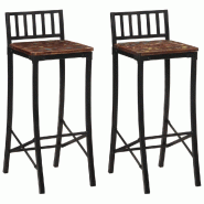 VidaXL Chaises De Bar Lot De 2 Bois De Récupération Massif - multicolore 358944_0