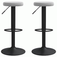 VidaXL Tabourets De Bar Lot De 2 Gris Clair Velours - gris 333143 VidaXL Tabourets De Bar Lot De 2 Gris Clair Velours - gris 333143