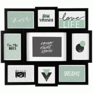 WellHome - Cadre décoratif pour 9 photos couleur noire en MDF - noir WH14092