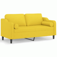 Canapé 2 places avec oreillers jaune clair 140 cm tissu Modèle AbriGrandPlus 379 - 8721012058170
