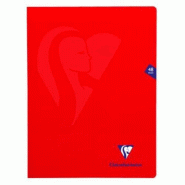 Clairefontaine Lot de 10 Cahier Mimesys 24x32, 48p./24 feuilles 90 g/m² piquées, coloris rouge, Séyès - 3329683333111