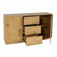 Décoshop26 - Buffet commode 3 tiroirs 4 compartiments de rangement avec 2 portes 86x160x40 cm aspect chêne 04_0005986 - 3000261585312 Décoshop26 - Buffet commode 3 tiroirs 4 compartiments de rangement avec 2 portes 86x160x40 cm aspect chêne 04_0005986 - 3000261585312