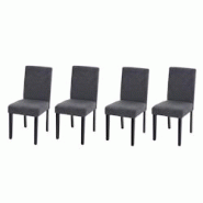 Décoshop26 - Lot de 4 chaises de salle à manger en tissu gris foncé pieds foncés CDS04563 - gris 3001099169606 Décoshop26 - Lot de 4 chaises de salle à manger en tissu gris foncé pieds foncés CDS04563 - gris 3001099169606
