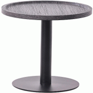 Décoshop26 - Table d'appoint moderne plateau rond en bois gris Ø40cm design avec pied central en métal noir 10_0009154 - gris métal 3000267039833
