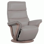 FAUTEUIL RELAX ÉLECTRIQUE FAUCON BI MOTEUR COLORIS GRIS CLAIR PIÈTEMENT PIVOTANT