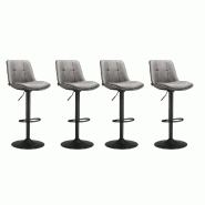 Helloshop26 - Lot de 4 rabourets de bar chaise de cuisine siège pivotant à hauteur réglable matelassé en PU avec dossier et 12_0007744 - 3000224245093