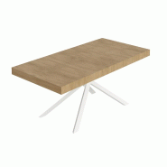 Itamoby Table Extensible Niket 180/440X90 Cm Chêne Naturel Pieds Blancs - marron multi-matériau VE0180440NIKE-QN-BI