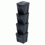 Keden Sortibox - Jeu de 4 Poubelles de Recyclage 25L chacune de couleur Noire - noir multi-matériau ZA5532