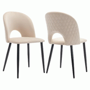 Merax Chaise de salle à manger (2 pièces), lot de 2 chaises de salon rembourrées, velours, pieds en métal, beige - beige textile WF313385AAA