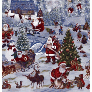 Nappe de Noël Traineau Bleu en toile cirée – Carré 100 x 100 cm – Livraison roulée sur tube - bleu plastique polypropylène 3452968039122