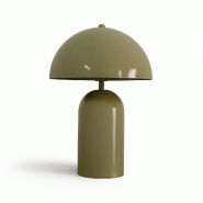 Now's Home - Lampe à poser en métal vert kaki brillant 25x25x37cm chloe - 3256390253978