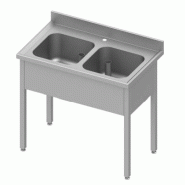 Plonge inox adossée avec 2 bacs sans egoutoires sans étagère 1000x6... - P934536100_0