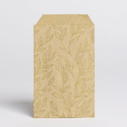 Pochettes cadeaux kraft lisse Feuilles d'or 7x12cm - par 150