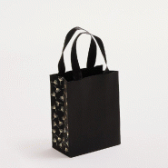 Sac luxe noir mat dorure à chaud Astera poignées ruban 11x6x14cm - par 12
