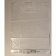 Sac plastique blanc givré à poignées découpées 35x4x45cm - par 100