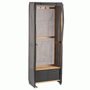 San Ignacio KIPIT - Portant à vêtements avec 2 tiroirs en tissu et bois 113 x 42 x 30cm couleur grise - SANR347