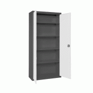 SimonRack Armoire Métallique de Rangement 1800x800x400, 2 Portes, 4 Étagères, Charge 75 kg par Niveau, Anthracite/Blanc - Simonlocker - noir métal