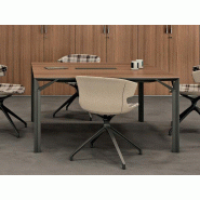 Table de réunion design 140 x 140 / 160 x 160 cm - fabriquée en Italie - plateau noyer canaletto, blanc, orme, wengé