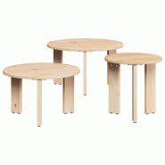 VidaXL Table basse 3 pcs Naturel Bois massif en pin Modèle Polaris Pro - 873562