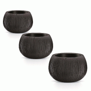 WellHome - Lot de 3 petites jardinières Beton Bowl en coloris ciment noir - noir plastique PK2934