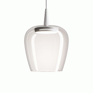 Zafferano Suspension Bilia 230V LED 8W, design en cloche en verre borosilicaté soufflé à la bouche, finition transparente, diamètre 18 cm - multic