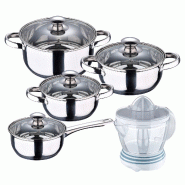 BERGNER - Batterie de Cuisine 7 Pièces Fabriquée en Acier Inoxydable Compatible Induction avec Presse-agrumes de 40 W et 1,2L - inox PK8938