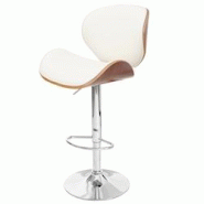 Décoshop26 - Tabouret de bar chaise haute de bar x1 design retro en PVC crème bois noyer et métal 04_0001217 - 3000122232690 Décoshop26 - Tabouret de bar chaise haute de bar x1 design retro en PVC crème bois noyer et métal 04_0001217 - 3000122232690
