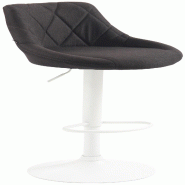 Décoshop26 - Tabouret de bar chaise haute x 1 avec coutures décoratives assise en tissu gris foncé pieds métal blanc 10_0005092 - blanc 3000252457857