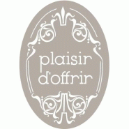 Étiquette cadeau Plaisir d'offrir ovale - 2.8x4cm - fond gris - par 500