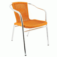 Fauteuil d'extérieur empilable en aluminium et polypropylène tressé Blain orange