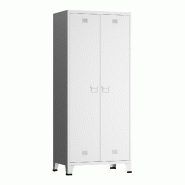 Helloshop26 - Armoire étagère meuble de rangement 180 x 90 x 40 cm de chambre acier blanc 03_0008872 - blanc acier 3000224386666