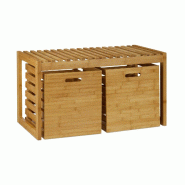 Helloshop26 - Banc à chaussures de rangement pratique 80 x 30 x 45 cm pour entrée salle de bains chambre en bambou naturel 13_0004718 - Bambou 30002